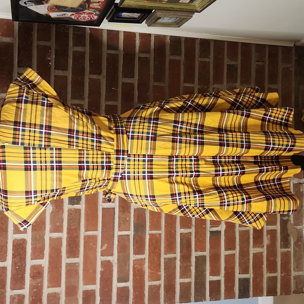 Kingfancy Yellow Plaid Retro Dress, Size Medium - Picture 6 of 8